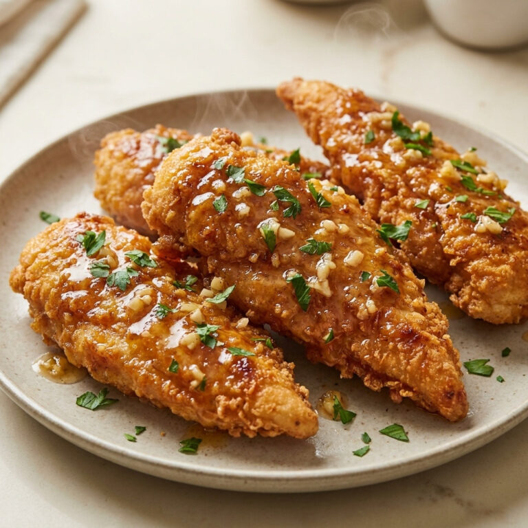 Crispy and juicy honey butter garlic chicken tenders
