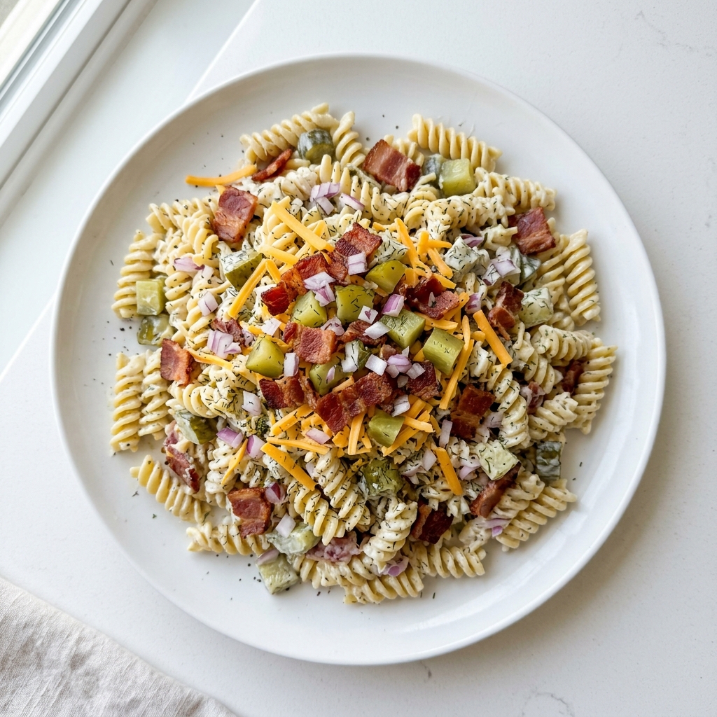 Dill Pickle Bacon Pasta Salad