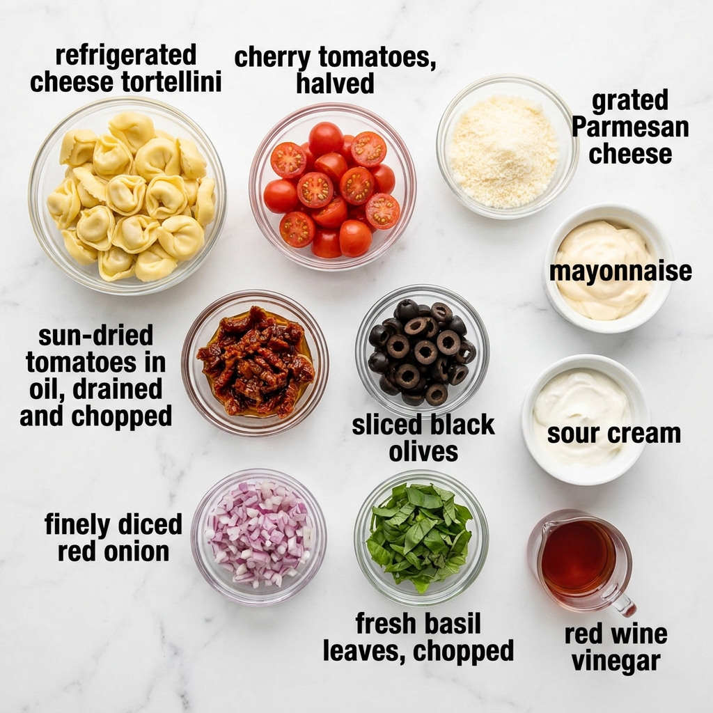 Simple cold tortellini pasta salad