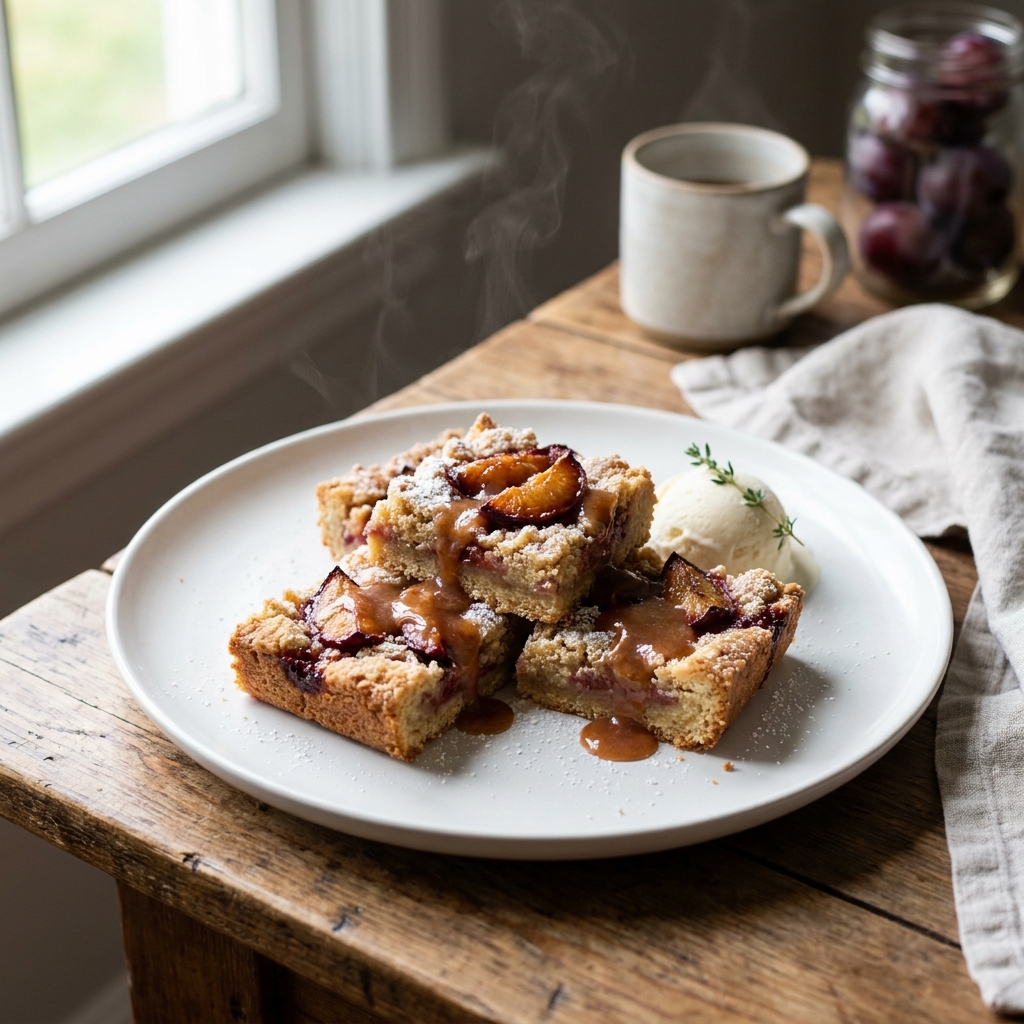 Brown Butter Plum Crumble Bars