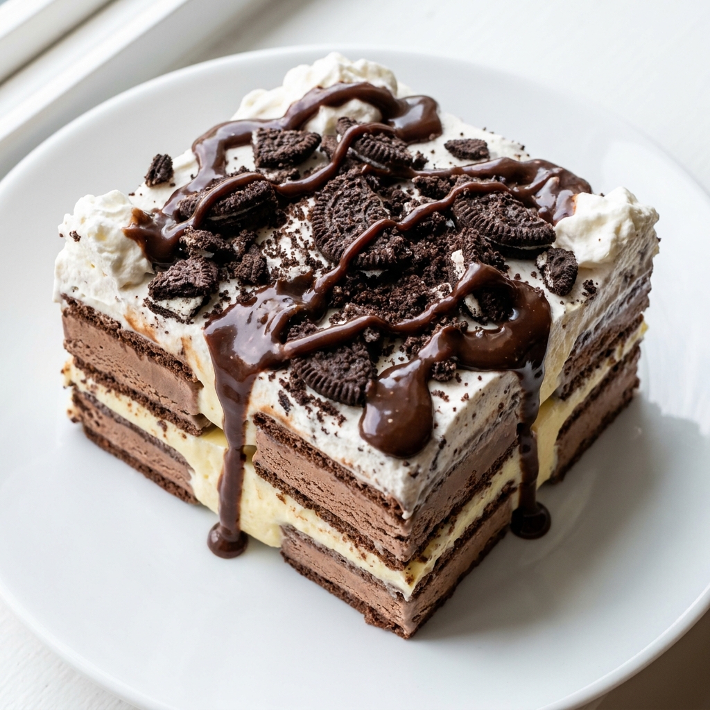 Cookies and Cream Ice Cream Sandwich Lasagna