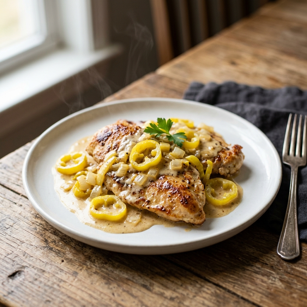Creamy Banana Pepper Chicken Skillet