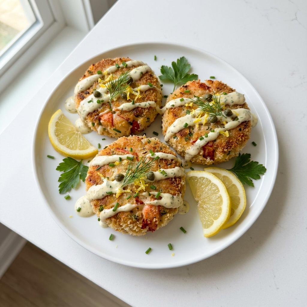 Crispy Lobster Cakes with Lemon Herb Aioli