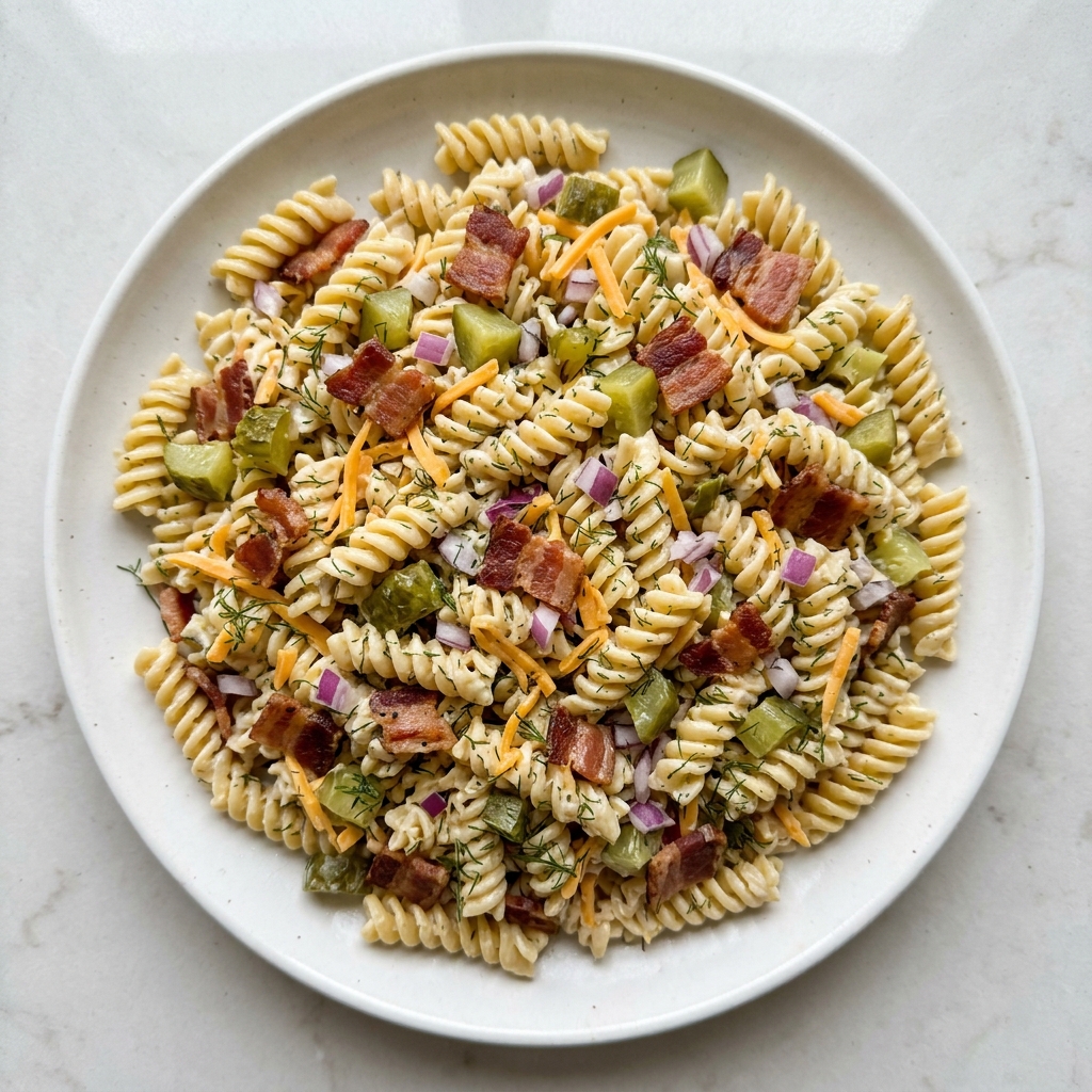 Dill Pickle Bacon Pasta Salad