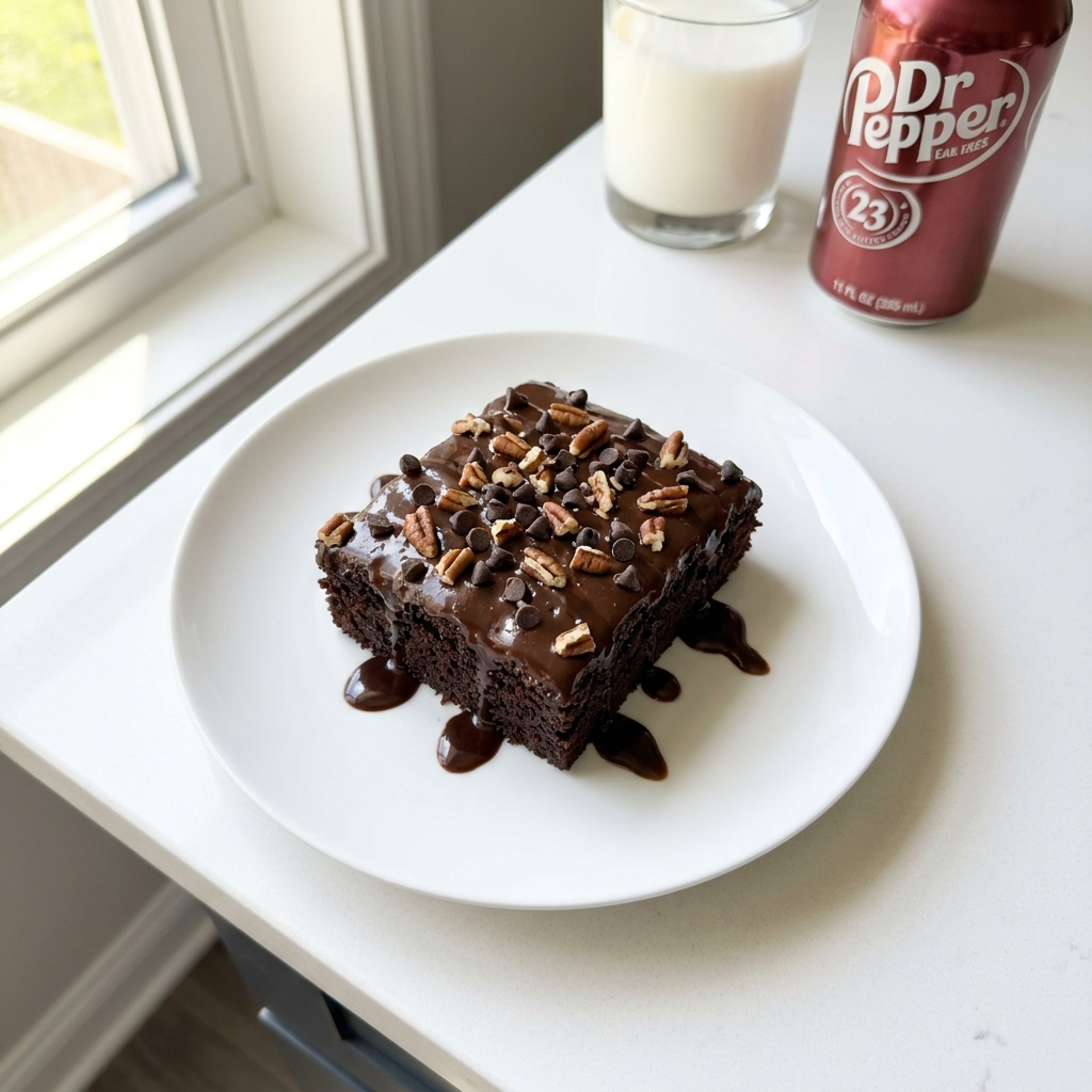 Fudgy Dr Pepper Chocolate Sheet Cake