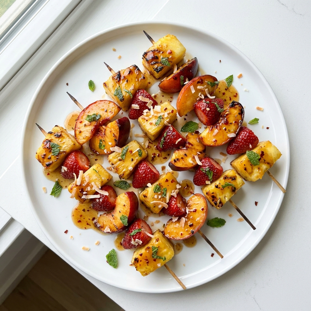 Grilled Fruit Kabobs with Sweet & Spicy Glaze
