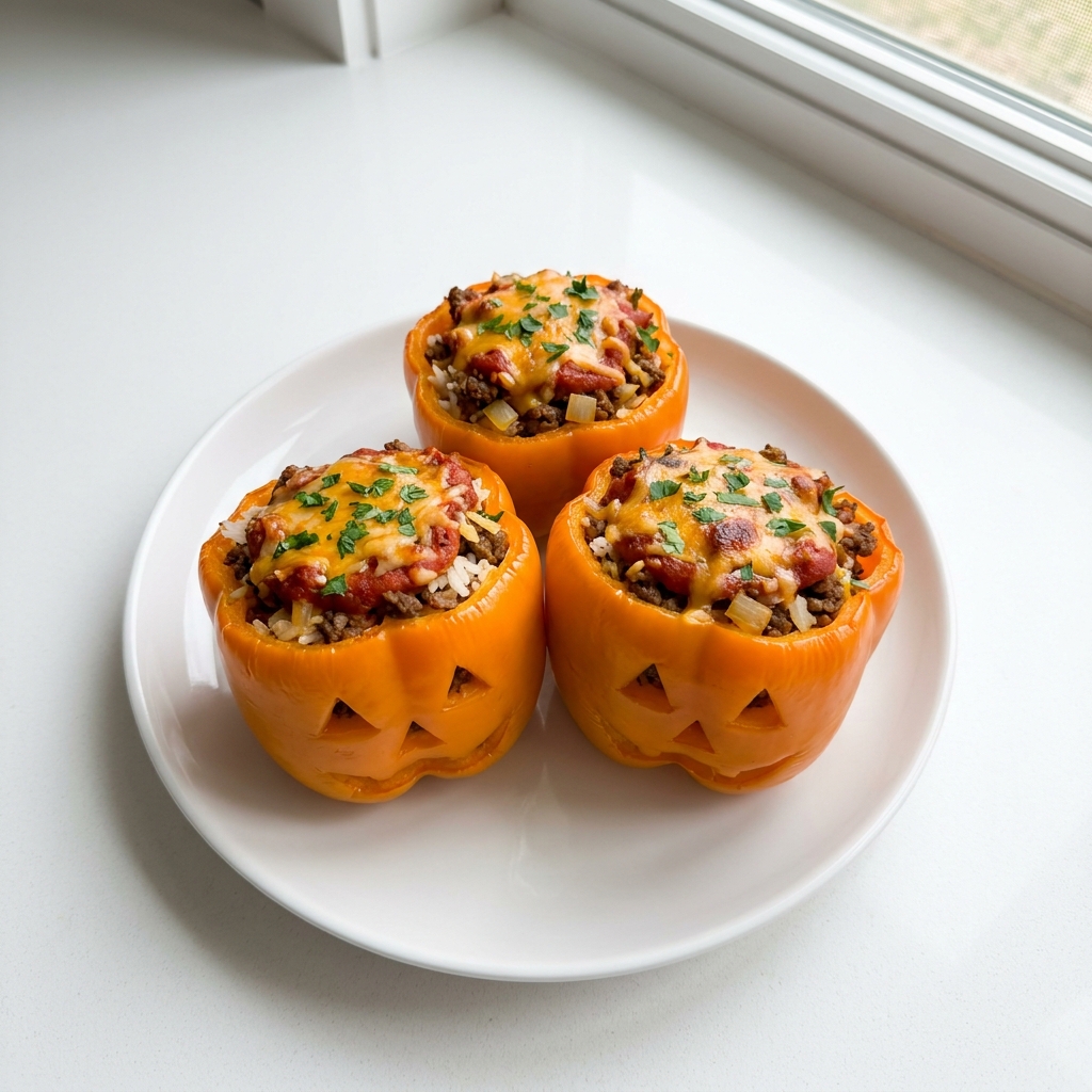 Halloween Jack-O’-Lantern Stuffed Peppers – Cute & Tasty