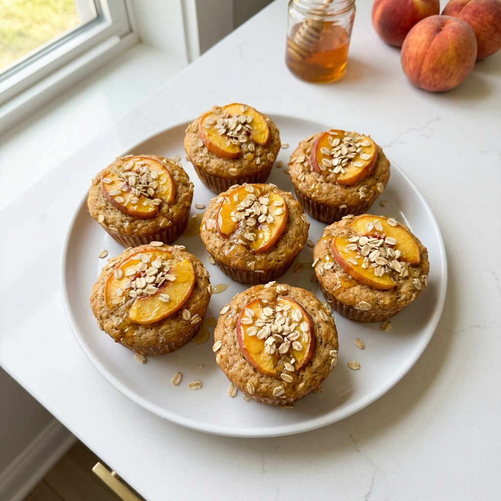 Honey Peach Oat Muffins