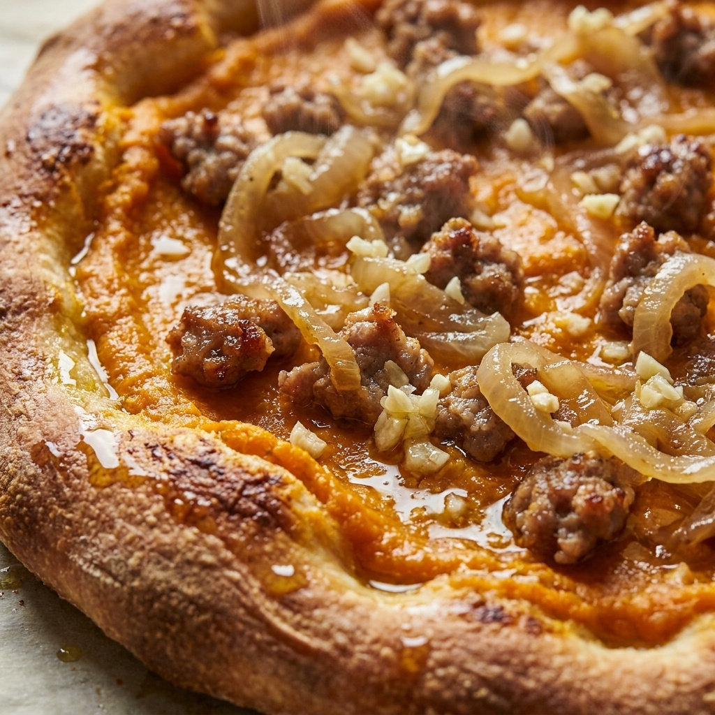 Pumpkin Pizza w/Sausage & Caramelized Onions