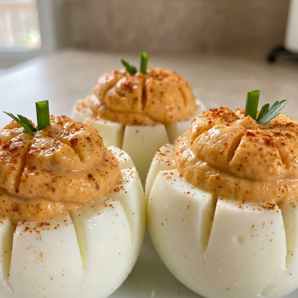 Pumpkin deviled eggs