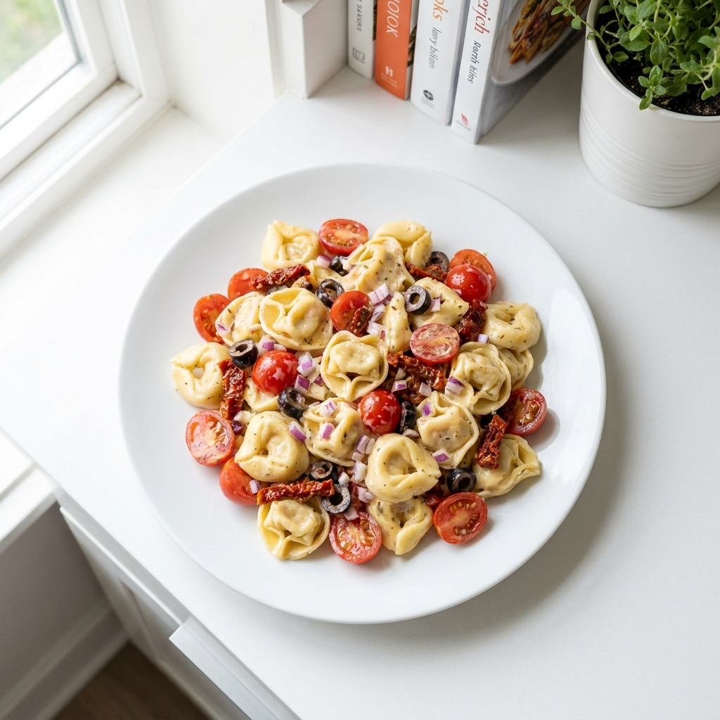 Simple cold tortellini pasta salad