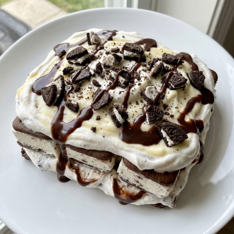 Cookies and Cream Ice Cream Sandwich Lasagna