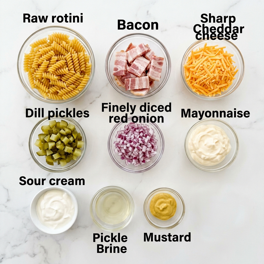Dill Pickle Bacon Pasta Salad