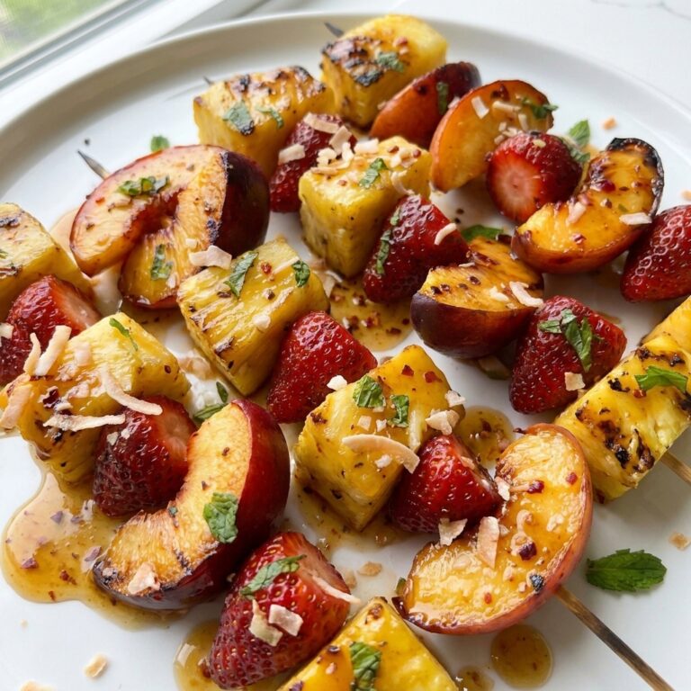 Grilled Fruit Kabobs with Sweet & Spicy Glaze