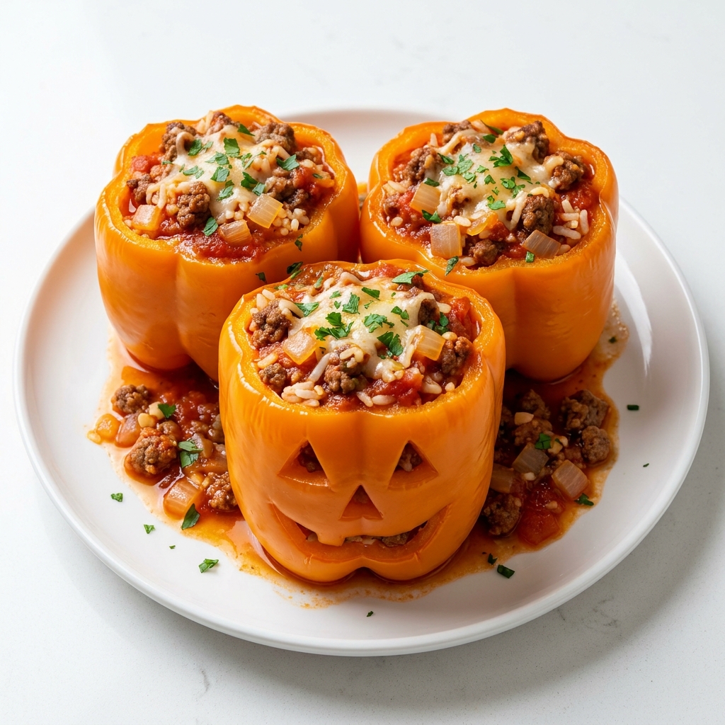 Halloween Jack-O’-Lantern Stuffed Peppers – Cute & Tasty