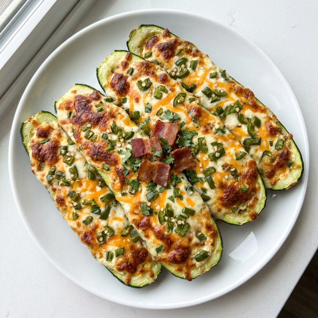 Jalapeno Popper Zucchini Boats