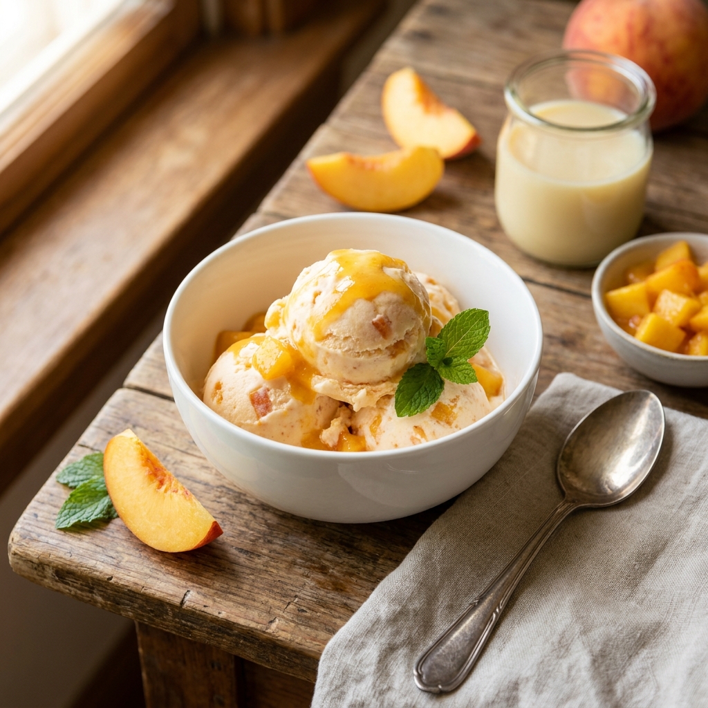 No-Churn Peach Ice Cream