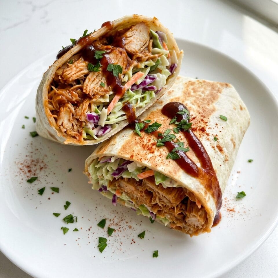Savory BBQ Chicken & Crunchy Coleslaw Wraps: A Delicious Bite of Flavor!