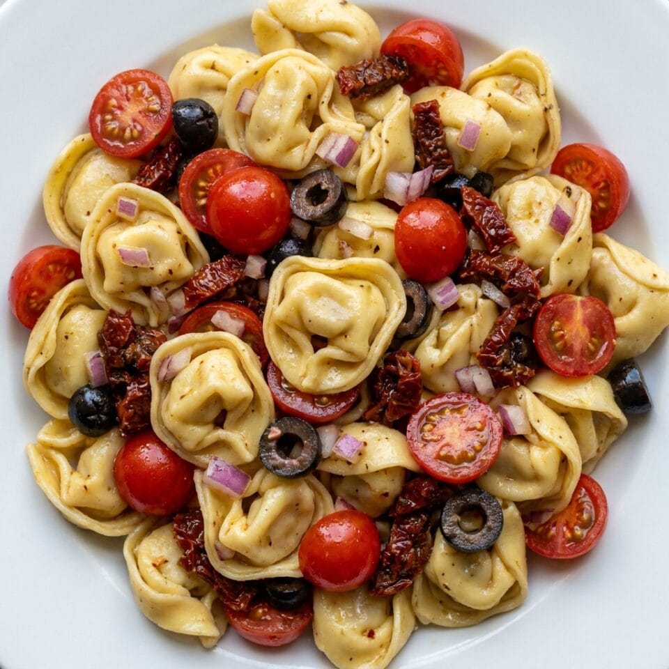 Simple cold tortellini pasta salad