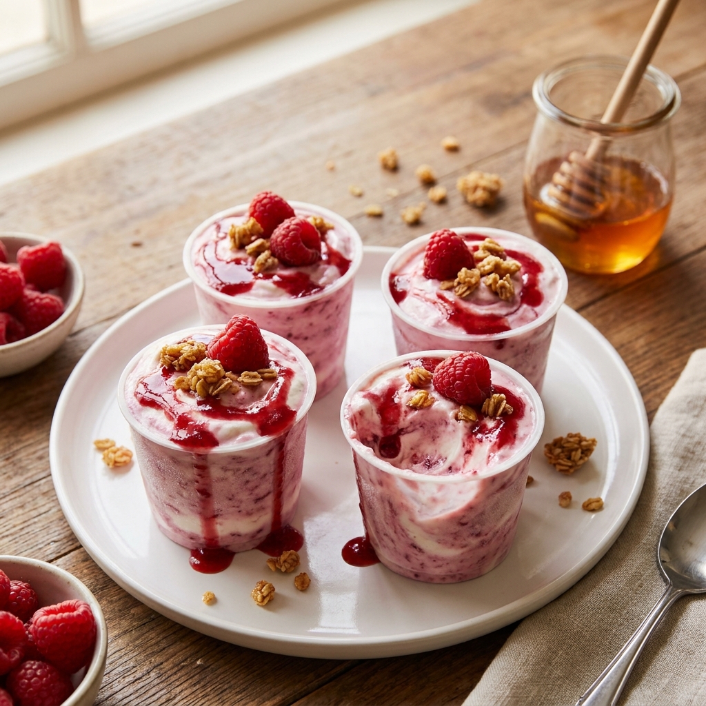Whipped Raspberry Frozen Yogurt Cups