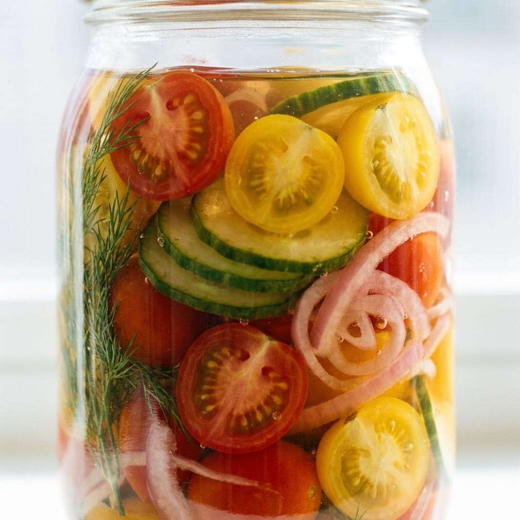 Pickled Cherry Tomatoes, Red Onion, and Cucumber Recipe